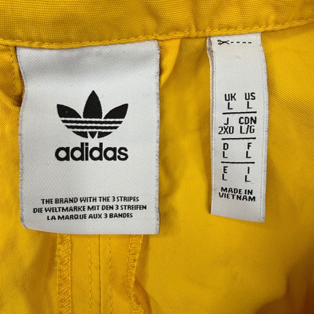 Adidas Trefoil Mens Large Yellow Blk Colorblock Windbreaker Jacket retro -spots - Picture 2 of 11